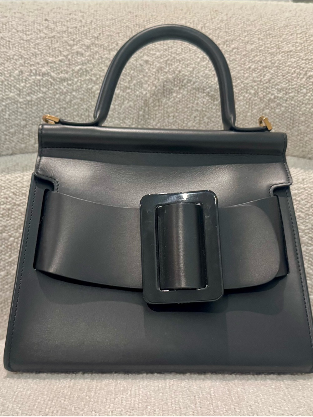 BOYY Black Leather Top-Handle Satchel with Signature Buckle